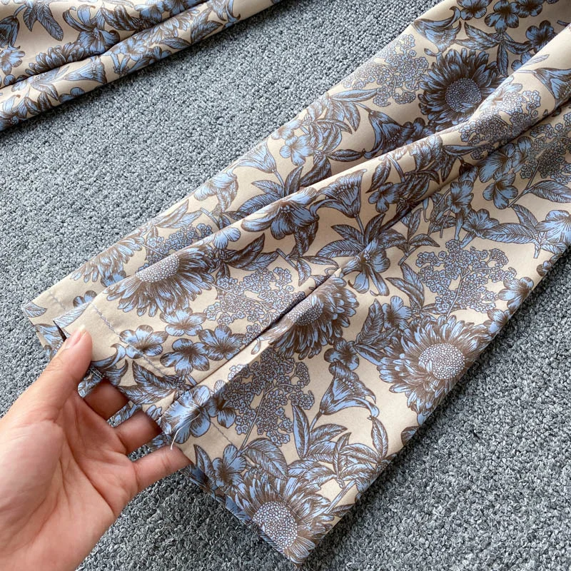 

Vintage Floral Print Jumpsuit Women Summer 2021 Chic Slash Neck Off Shoulder Ruffles Sash Lace-up Wide Leg Romper Beach Overalls