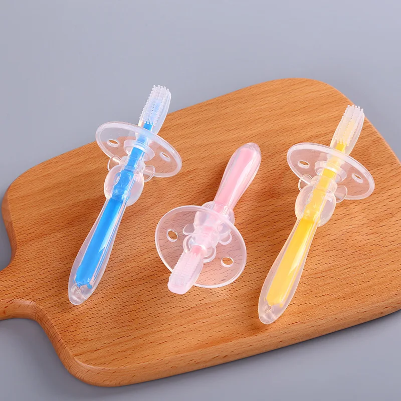 Cepillo de dientes de silicona suave para beb&eacute;, herramienta de entrenamiento Dental, cuidado bucal, mordedor-2