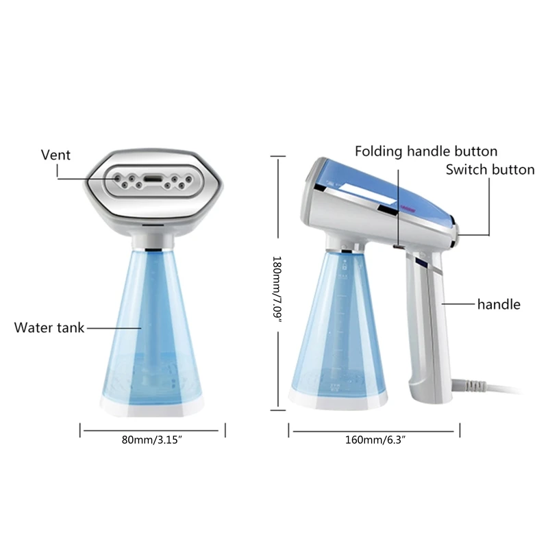 

Folding Handheld Ironing Machine 1600W Mini Garment Clothe Steamer Electric Iron