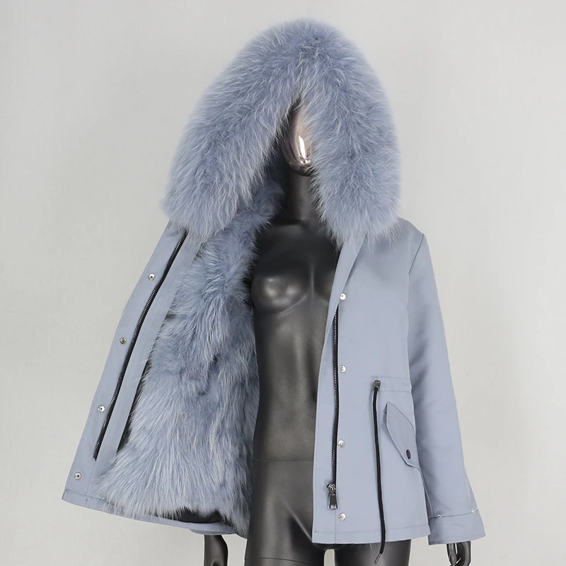 CXFS 2021 короткие Водонепроницаемый парка шуба из натурального Лисьего меха Зимняя