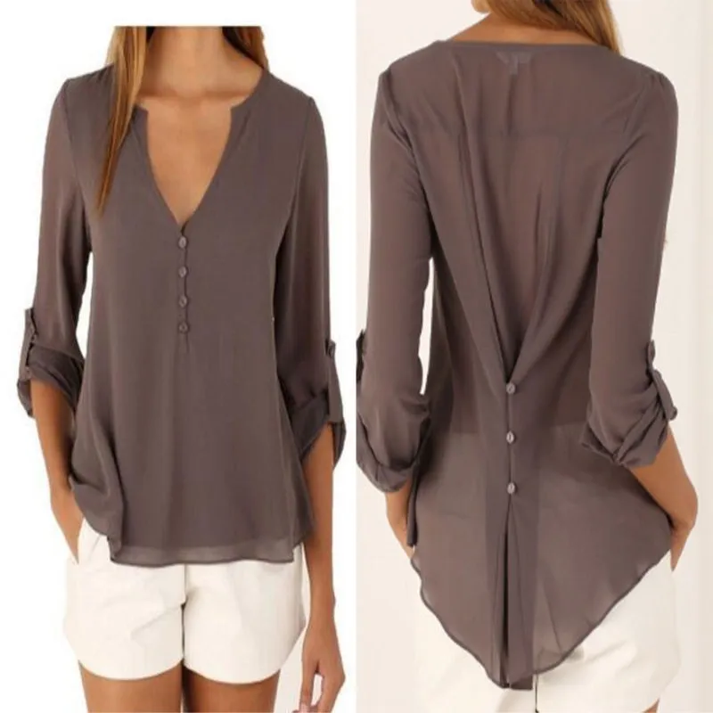 Модная женская блузка рубашка размера плюс S 4XL Kimon шифоновая с длинным рукавом