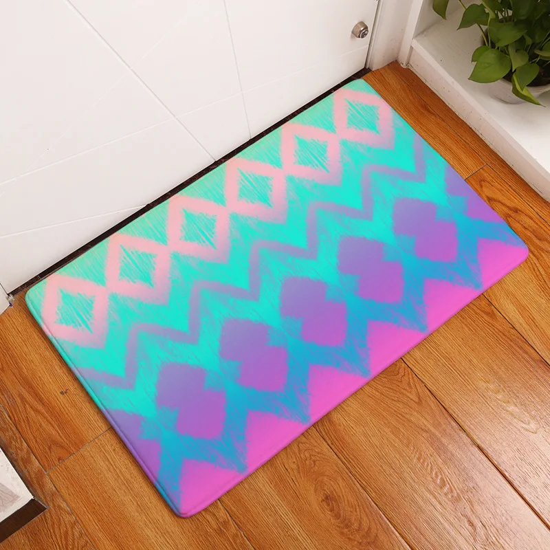 Полосатый цветной напольный коврик нескользящий из микрофибры для входа в