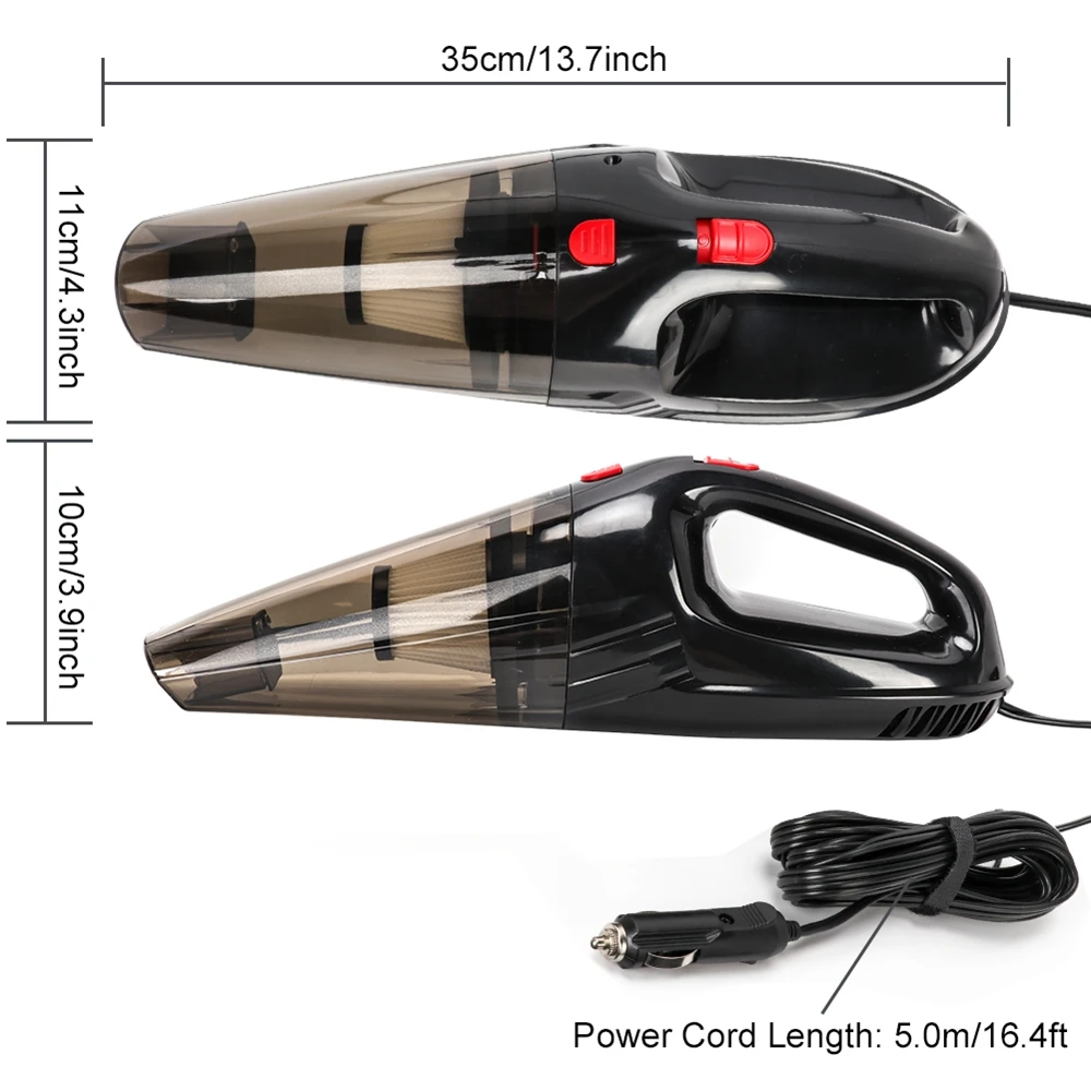 

108W Handheld Wired Car Vacuum Cleaner 12V 3000PA Super Suction Rechargeable Mini Car Vacuum Cleaner For Car Home Pet Hair