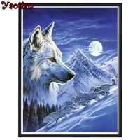 5d diydiamond painting snow mountain wolf pattern rhinestone paintingsfull drill mosaic diamond embroidery winter scenery