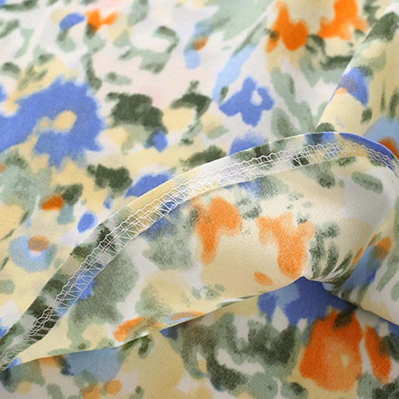 

2021 Summer New Ladies Floral A Line Mid-length Skirt Retro Side Zipper Office Ladies Elegant Chic Oil Painting Floral Skirt