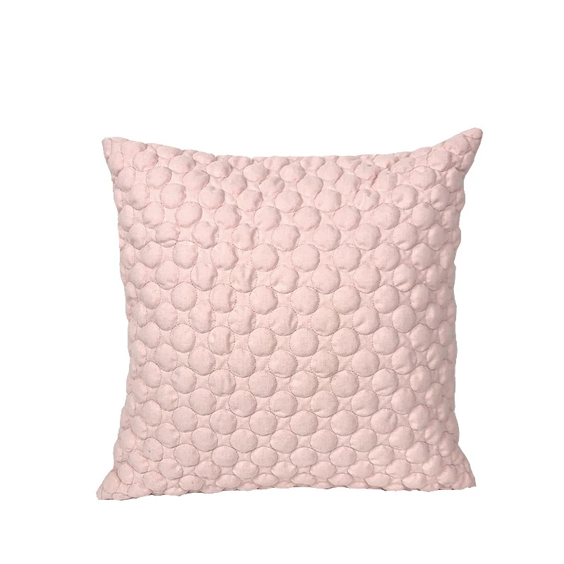 

Nordic Solid Cotton Hemp Circle Bubble Quilted Pink Pillow Cover Sofa Decorative Back Pillowcase 50x50CM Sofa Home Decorative