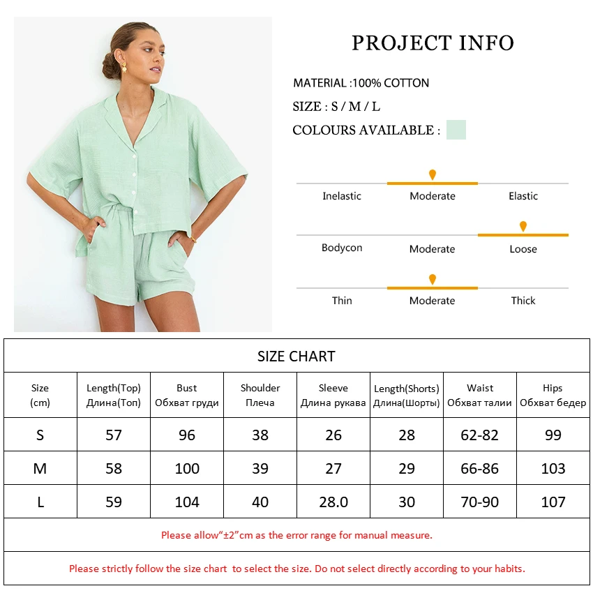 

HECHAN Green Sleepwear Female 2 Piece Set Short Sleeve Turn Down Collar Pajamas Women Elastic Waist Shorts Solid Night Suits