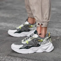 new men chunky sneakers lace up flat tennis shoes with platform stylish mixed color breathable adult male tenis footwear