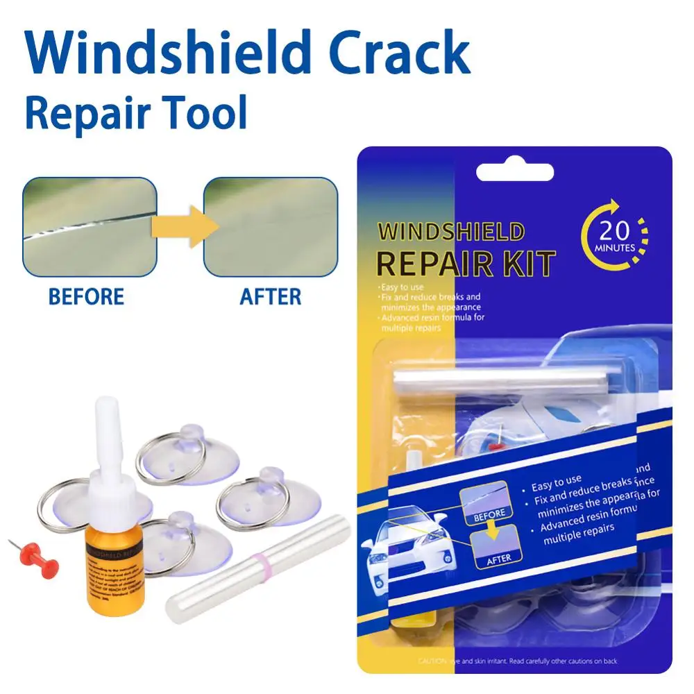 

Windshield Repair Kit Quick Fix Car Cracked Glass Windscreen Repair Tool Kit Auto Window Screen Polishing Windshield Corrector
