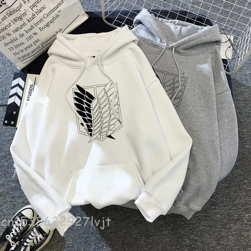 

90s japanese Anime Attack on Titan Shingeki No Kyojin Graphic Hoodies Men Unisex Oversized Funny Cartoon Sweatshirt Hoody Male