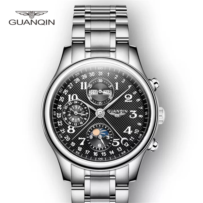 2022 New GUANQIN 39MM Men's Watches Perpetual Calendar Automatic Men Mechanical Wristwatch Stainless Steel Business Luxury Clock