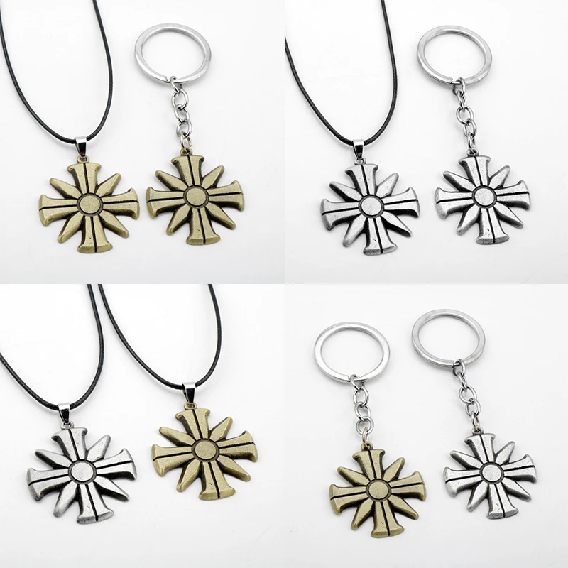 Игра Farcry 5 крест Медаль Крест цветок с металлической цепью Чиан Ожерелья