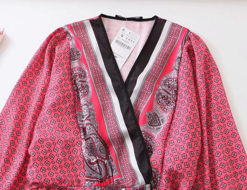 Новинка 2019 женское винтажное платье с цветочным принтом повседневное кимоно