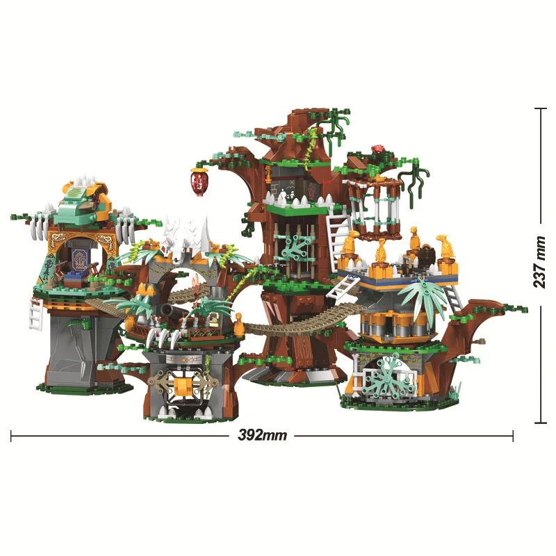 

1000Pcs Jurassic Dinosaur World Park Dinosaurs Tribe Tree House Building Blocks Pterosaur With Figure Bricks Toys Gift For Boys