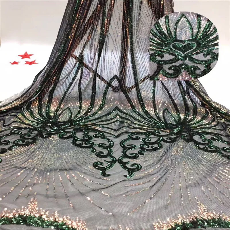 2019 Высококачественная темно-синяя и Золотая нигерийская кружевная ткань с