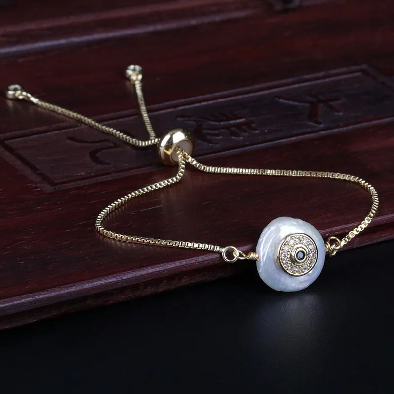 Женский браслет с бусинами из натурального жемчуга|Цепочки и браслеты| |