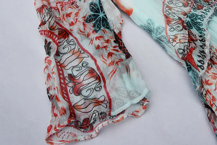 

L209HT495 Spring Clothing New Style Elegant Ladies' Retro National Wind Three-quarter-length Sleeve Loose-Fit 100% Silk Dress