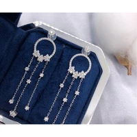 aazuo 18k white gold real diamonds 1 10ct full diamonds luxury long tassel stud earrings gifted for women wedding party au750