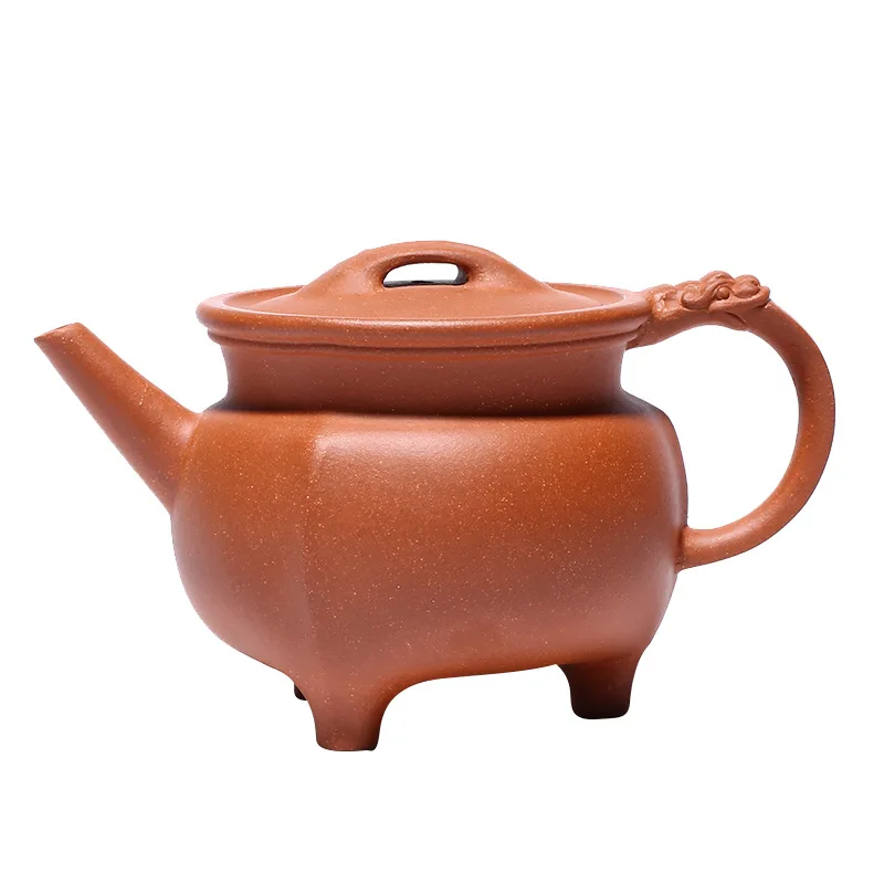 

Yixing raw ore downhill mud handmade purple clay teapot three legged dragon shadow Teapot Tea Set