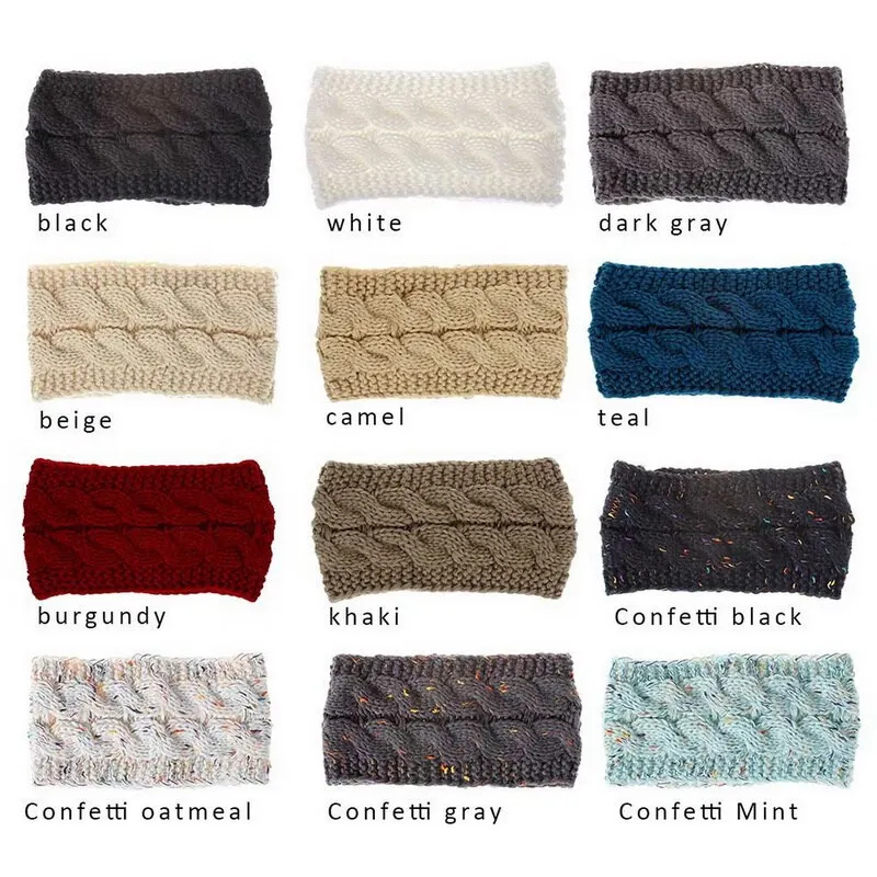 

Wide Knitting Woolen Headband Winter Warm Ear Women Crochet Turban Hair Accessories Girl Hair Band Headwraps Ear Warmer