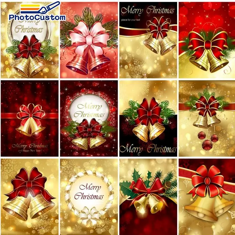 

PhotoCustom DIY Acylic Painting By Numbers Christmas Bells Drawing By Numbers Home Decor Gift wall Artwork