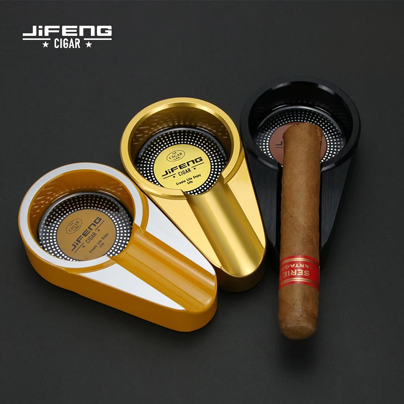 

Black Metal Stainless Steel Cigar Ashtray Genuine Golden Cigar Cylinder Creative Fashion Portable Single Cigar Extinguisher