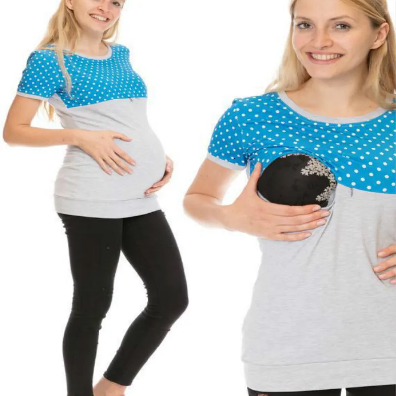 Платье для беременных с коротким рукавом платье защиты от лактации (да шарф)