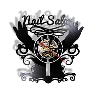 nail salon vinyl record quartz wall clock beauty studio contemporary deco wall clock polish manicure custom clock wall watch