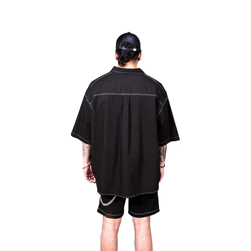 Летняя мужская рубашка в японском стиле хип хоп скейтборд короткий рукав мужские