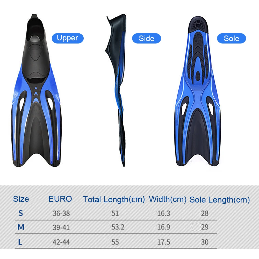 

Adult Long Snorkeling Fins Full Foot Pocket Flippers Light Swim Fins Comfortable Scuba Diving Flippers Snorkeling Gear Equipment