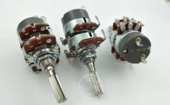 [YK] потенциометр громкости двойной с краном и переключателем 8 ножной вал + резьба