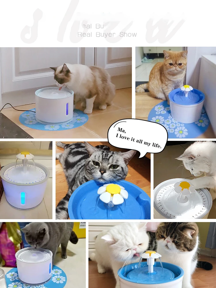 2.4L USB Автоматический фонтан воды кота светодиодный Электрический тихий поилка
