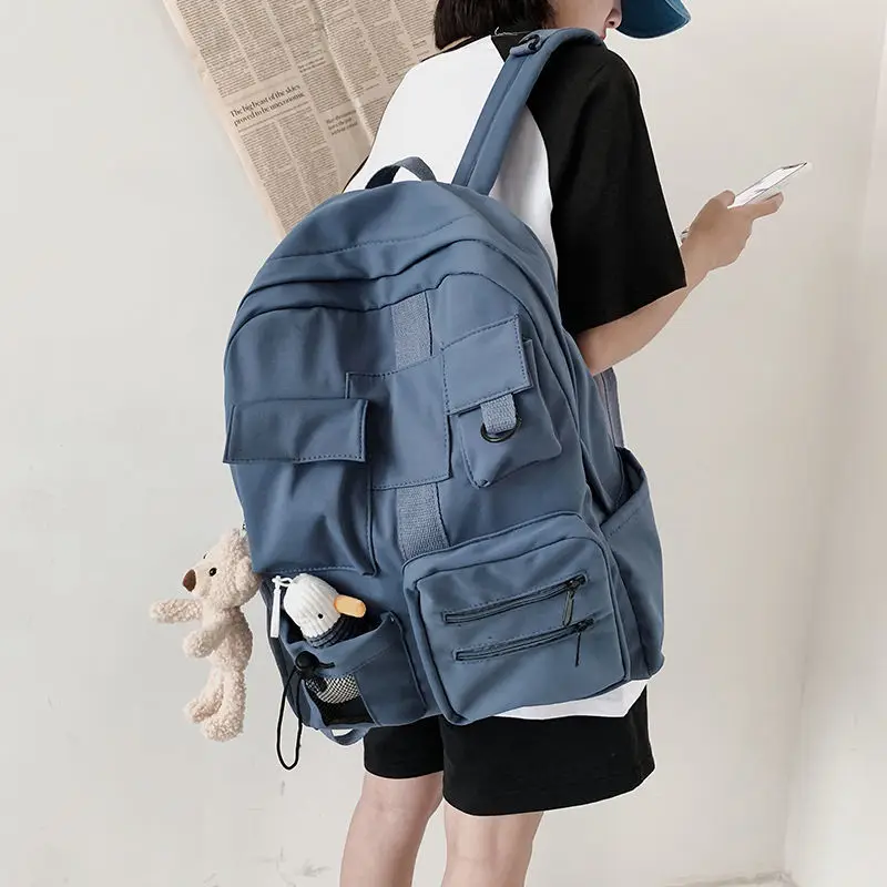 Women Backpack Teenage Girls School Bags Green Soft Multi-pocket Design Campus Student Book Bags for School Teen