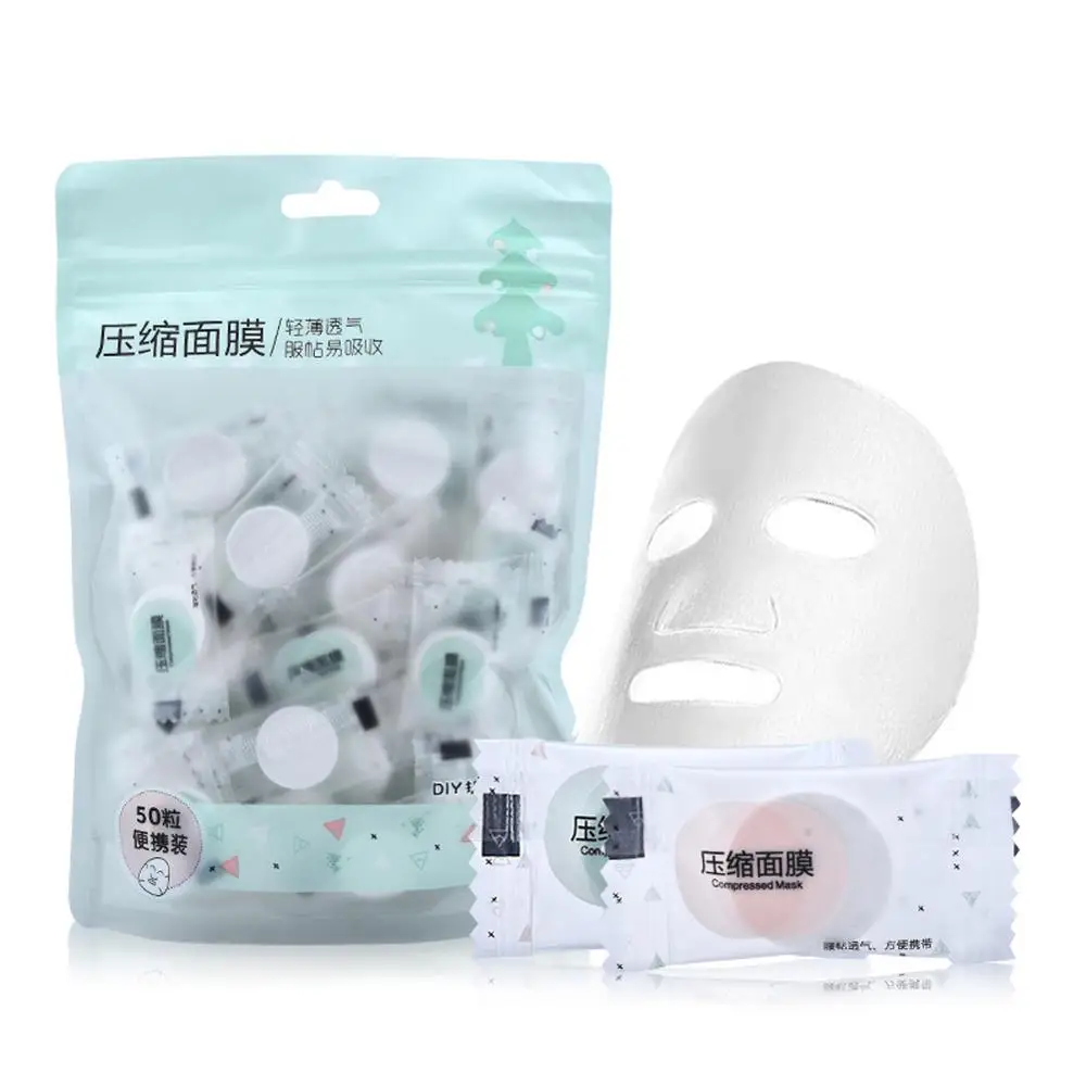 50pcs Сжатая маска для лица бумажные одноразовые маски для лица Сухая Нетканая ткань бумага s уход за кожей сжатая маска Женский инструмент для самостоятельного макияжа - Цвет: 50pcs