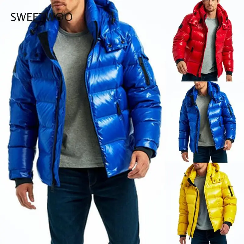 Autumn Fall Men Fashion Jackets Lightweight Bright Coat Big Sale Mens Clothing Solid Zipper Pocket Hooded Jacket Coats Outwear