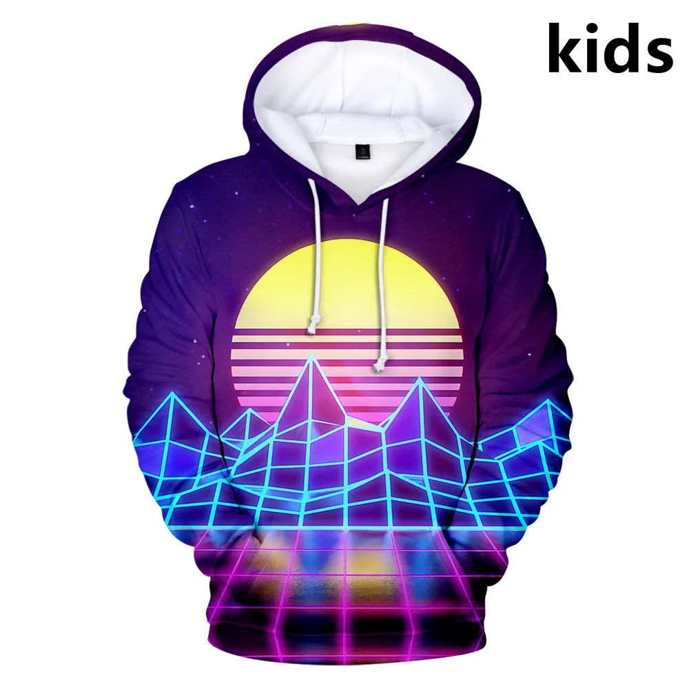 

3 To 14 Years Kids Hoodies Vaporwave Sunset 3D Printed Boys Girls Hoodie Sweatshirt Harajuku Outerwear Jacket Children Clothes