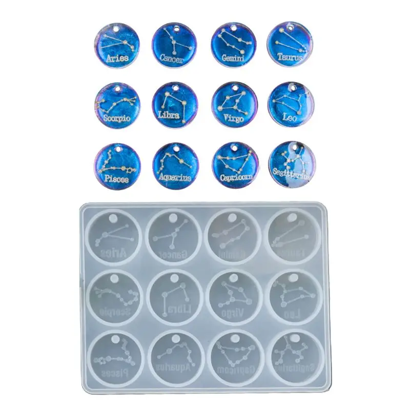 Хрустальный эпоксидная смола форма 12 подвеска созвездия литье силиконовая