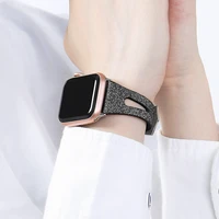 flash leather band for apple watch 38mm 40mm 42mm 44mm luxury glitter women bracelet strap on smart iwatch series 6 5 4 3 2 1 se