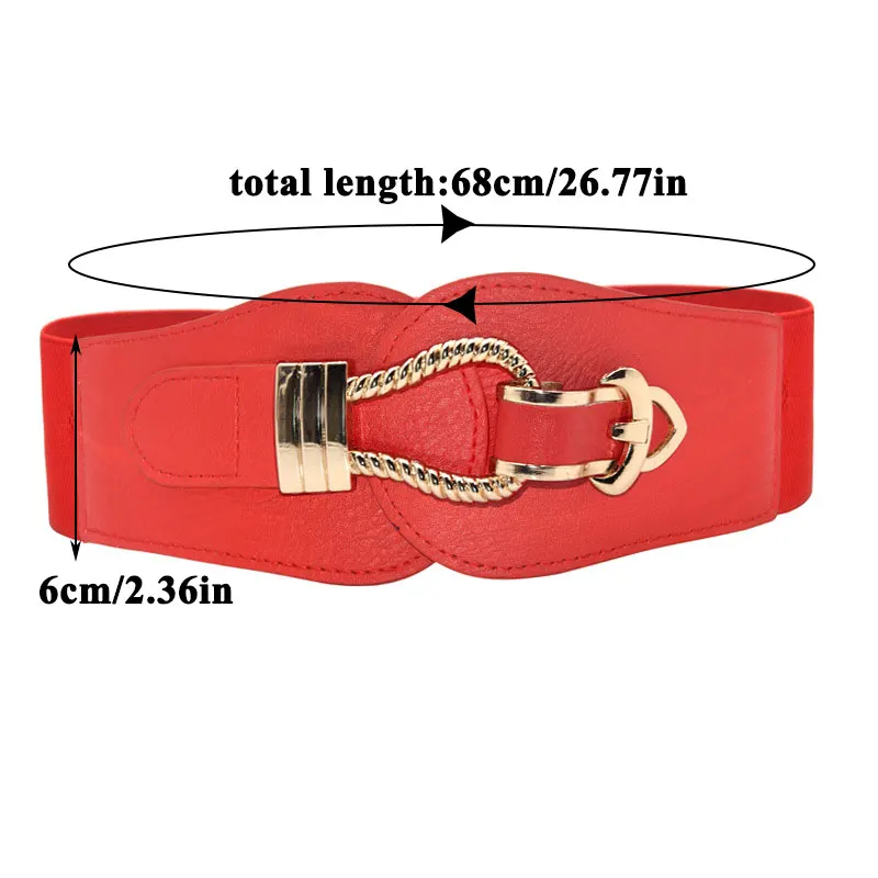 

6cm Wide Fashion Waistbands Women Elastic Waist Belt Strap for Dress Sweater Pin Buckle Leather Stretchy Belts Girls Cummerbunds