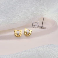 s925 sterling silver cute cat earrings hollow earrings compact and simple design earrings 2021 new style