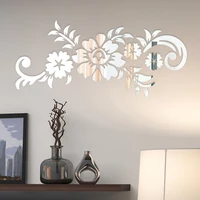 home decoration acrylic decals mural anti fade wall stickers background crystal mirror flower shape bedroom art innovative