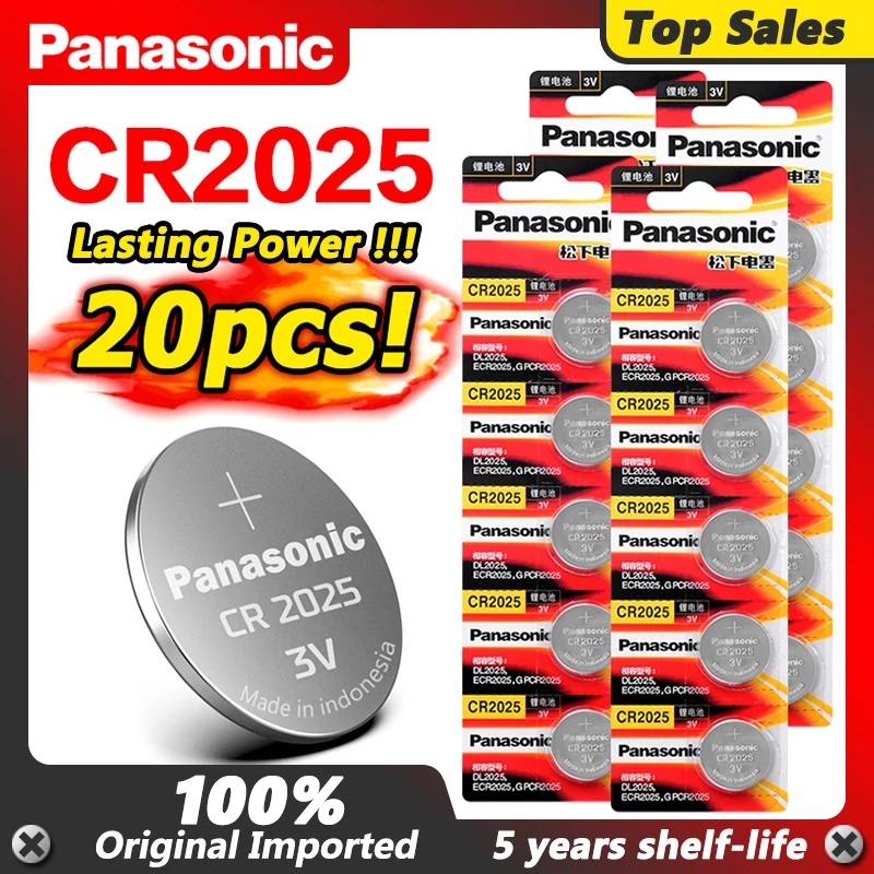 

Литиевая батарея PANASONIC 3 в CR2025 LM2025 BR2025 DL2025 KCR2025 кнопочная монетница для материнской платы, игрушка с дистанционным управлением, 20 шт.