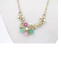 perfect european and american fashion fashion simple super fairy flower drops oil pearl necklace accessories