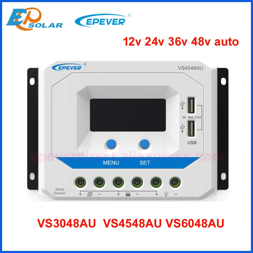 

EPEVER 60A 45A 30A Solar Controller 12V 24V 36V 48V Auto VS6048AU VS4548AU VS3048AU PWM Charge Controller with LCD and USB 5V