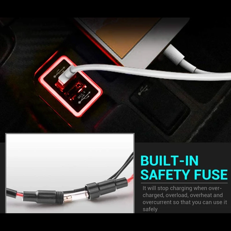 

Car Charger with Blue Red LED Light - Qualcomm 3.0 Universal Quick Charger Dual USB Port 6.4A 12-24V for Toyota