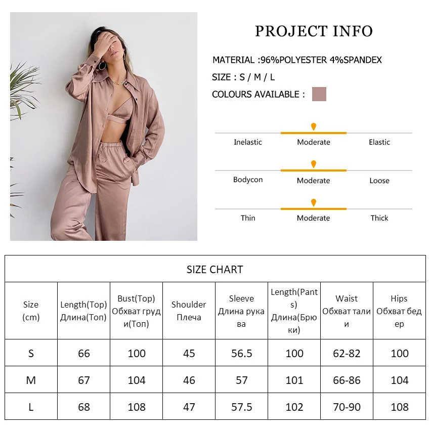

Sexy Women Pajama Collar Set Woman 3 Pieces Nightgown Trouser Suits Long Sleeve Satin Pajamas With Bra Nightwear