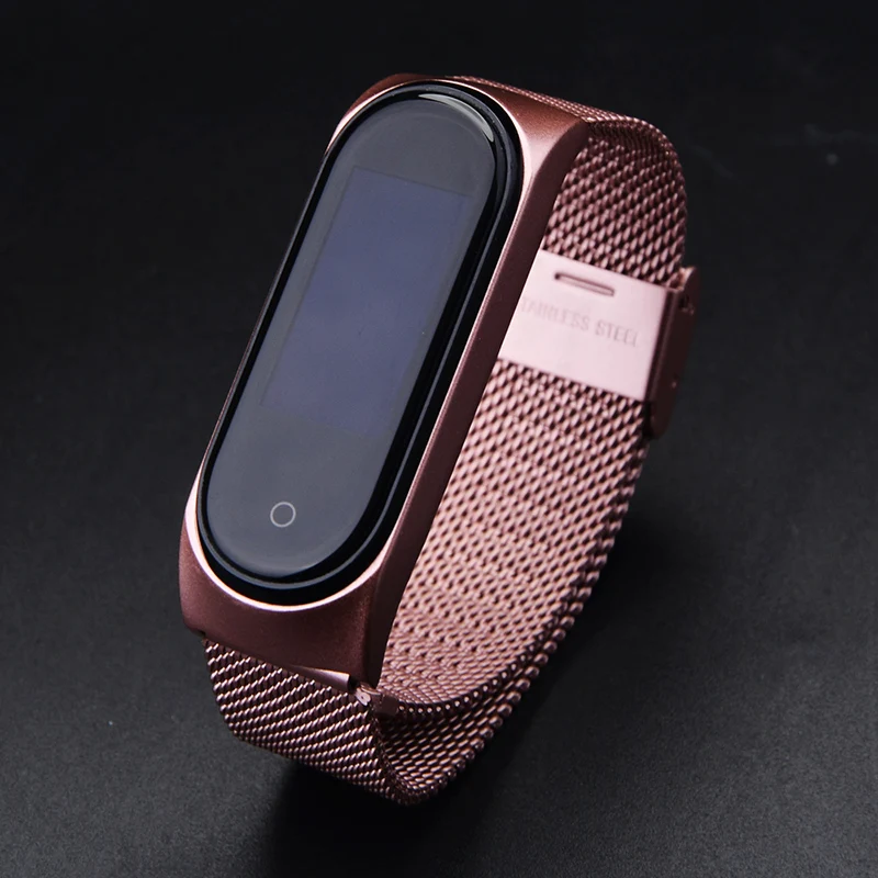 Браслет mi Band 3, 4, ремешок из розового золота, Безвинтовой браслет из нержавеющей стали, ремешок, браслет mi Band 3 Pulseira для Xiaomi mi, ремешок 3, браслет 4