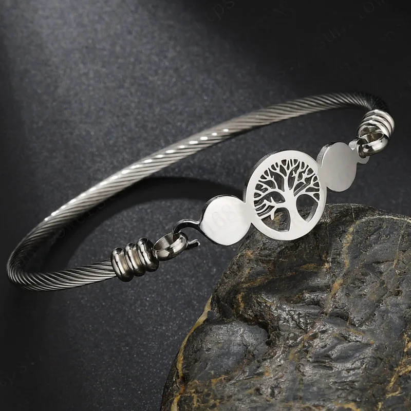 

Tree of Life Bracelet Men's and Women's Retro Stainless Steel Bracelet Fashion Jewelry Three Colors Accessories 2021 Popular