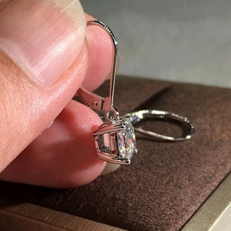 Серебряные Аутентичные квадратные циркониевые серьги для женщин и девочек
