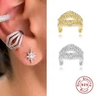 AIDE 925 пробы Серебряная Ушная манжета для Для женщин 1 шт очаровательный ромб циркониевый зажим на серьги клипсы пирсинга серьги ювелирные изделия из жемчуга